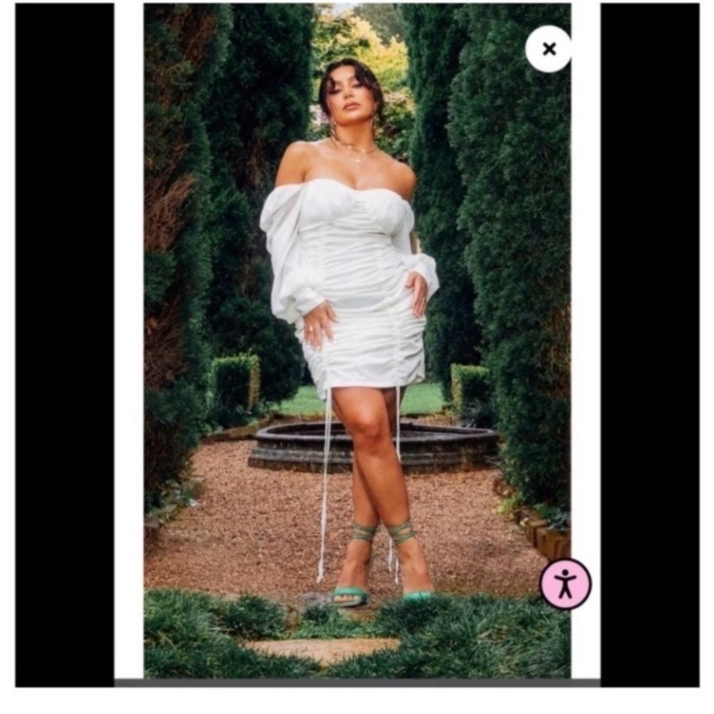 PrettyLilltleThing Ivory Ruched Dress - Picture 2 of 9